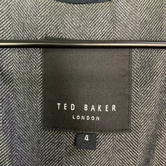 Ted Baker Full‎ Zip Bomber Jacket Sweatshirt Navy Blue Designer Men's Sz 4 - Picture 6 of 8